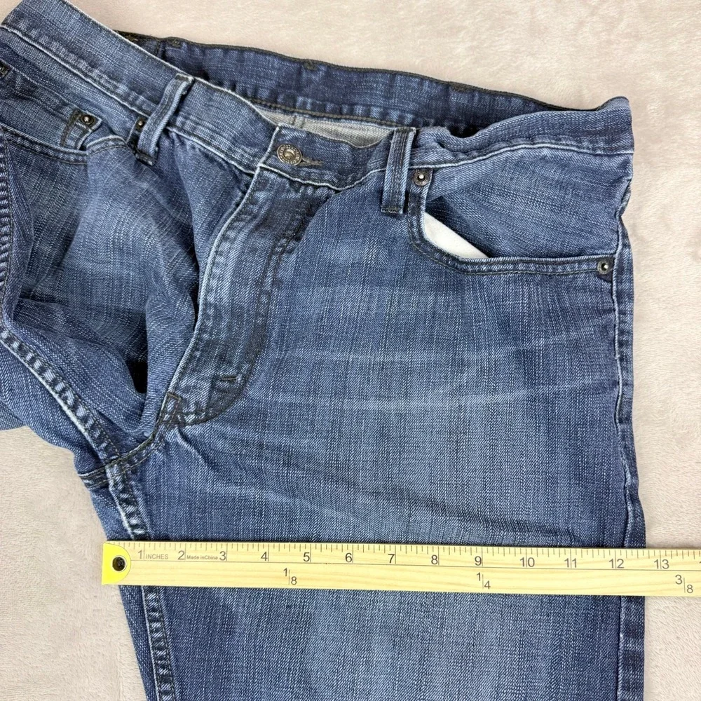 Levis 527 Jeans Men 38x32 (Fit 36x29) Blue Bootcut Slim Leather Patch Rodeo 2010